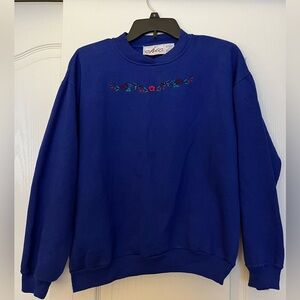 Vintage embroidered sweatshirt with shoulder padding